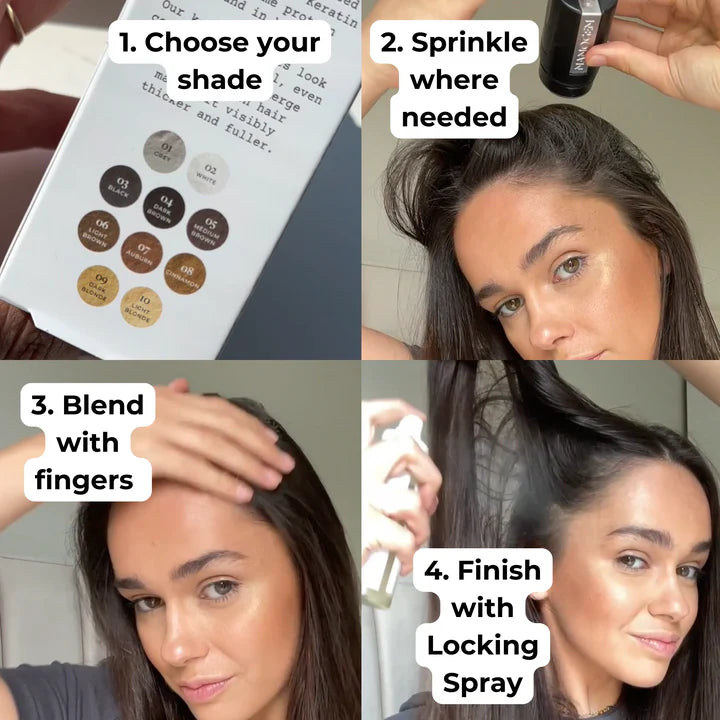 Directions for applying Nanogen Hair Fibres